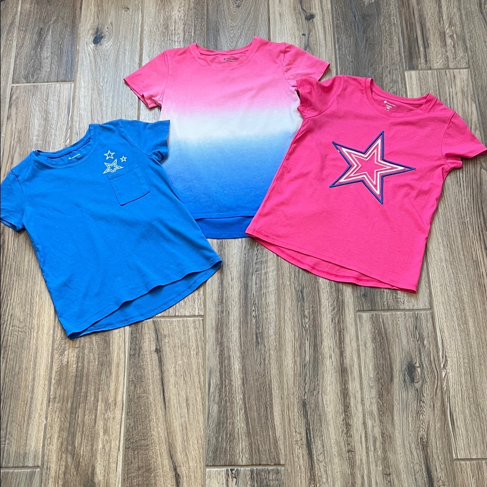 Kids' Blue and Pink Star T-Shirts Size 7/8